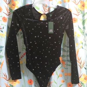 Wild Fable Black Velour Galaxy bodysuit